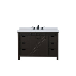 Lexora Collection Marsyas 48 inch Bath Vanity, White Quartz Countertop and Faucet Set - Luxe Bathroom Vanities