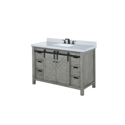 Lexora Collection Marsyas 48 inch Bath Vanity, White Quartz Countertop and Faucet Set - Luxe Bathroom Vanities