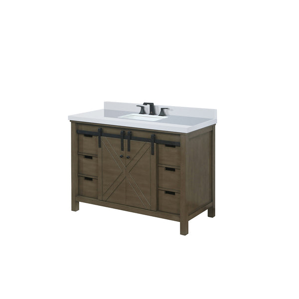 Lexora Collection Marsyas 48 inch Bath Vanity, Cultured Marble Countertop and Faucet Set - Luxe Bathroom Vanities