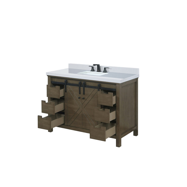 Lexora Collection Marsyas 48 inch Bath Vanity, Cultured Marble Countertop and Faucet Set - Luxe Bathroom Vanities