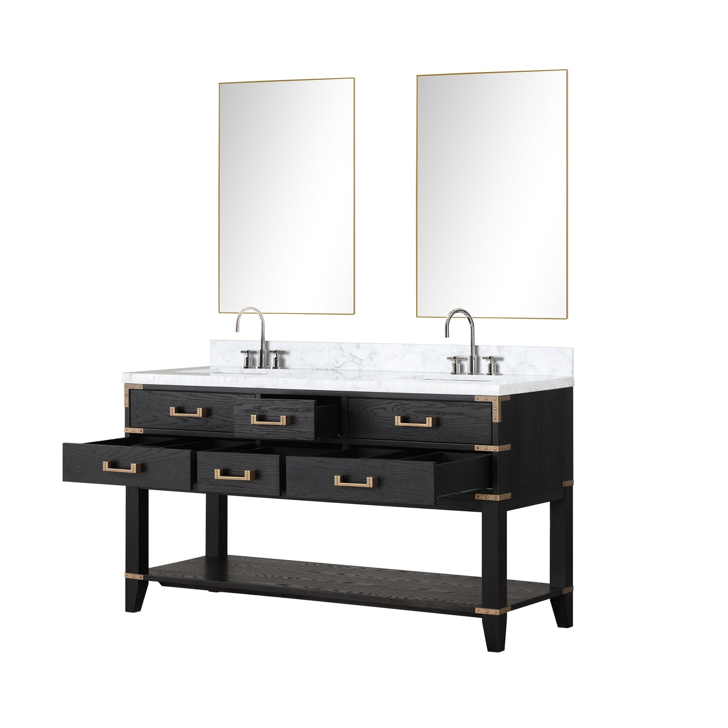 Lexora Collection Norwalk 60 inch Double Bath Vanity and Carrara Marble Top - Luxe Bathroom Vanities