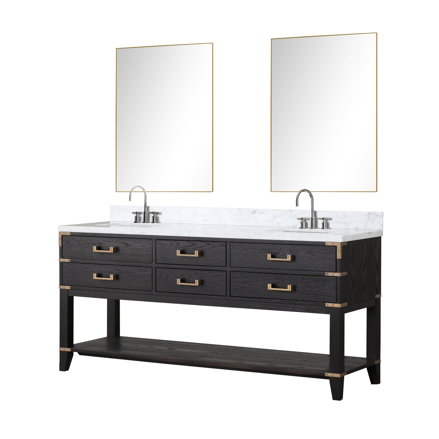 Lexora Collection Norwalk 72 inch Double Bath Vanity and Carrara Marble Top - Luxe Bathroom Vanities