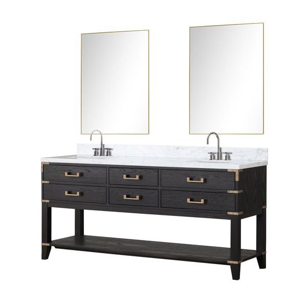 Lexora Collection Norwalk 72 inch Double Bath Vanity and Carrara Marble Top - Luxe Bathroom Vanities