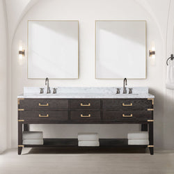 Lexora Collection Norwalk 80 inch Double Bath Vanity and Carrara Marble Top - Luxe Bathroom Vanities