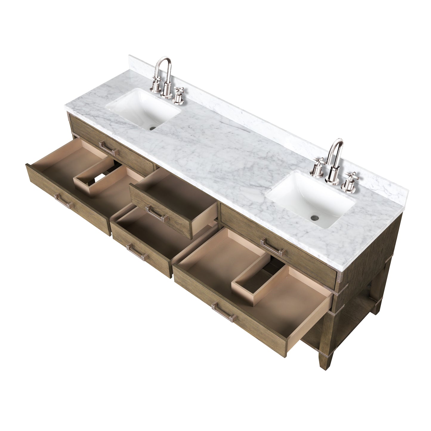 Lexora Collection Norwalk 80 inch Double Bath Vanity and Carrara Marble Top - Luxe Bathroom Vanities