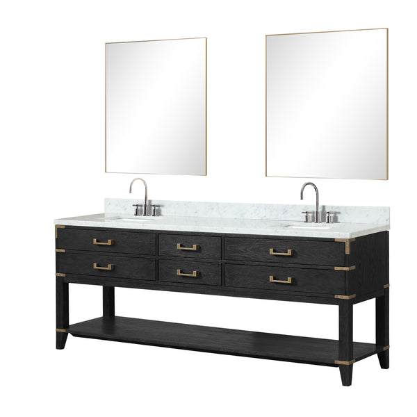 Lexora Collection Norwalk 84 inch Double Bath Vanity and Carrara Marble Top - Luxe Bathroom Vanities