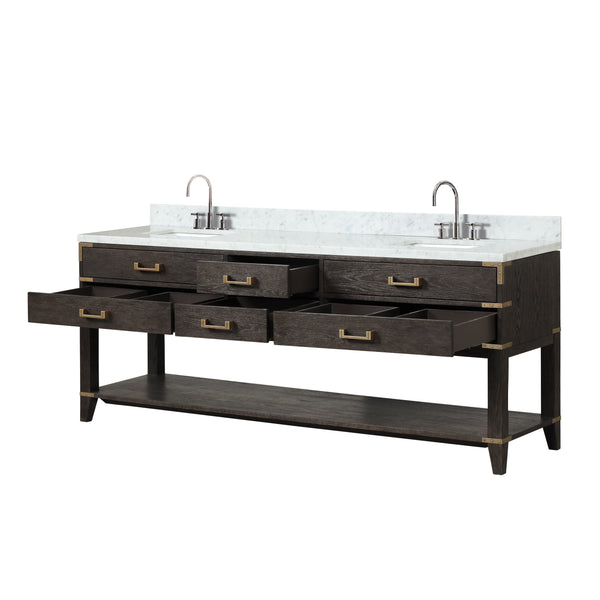 Lexora Collection Norwalk 84 inch Double Bath Vanity and Carrara Marble Top - Luxe Bathroom Vanities