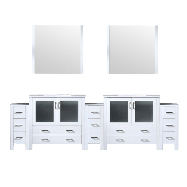 Lexora Collection Volez 108 inch Single Bath Vanity with Side Cabinets, and White Ceramic Top - Luxe Bathroom Vanities