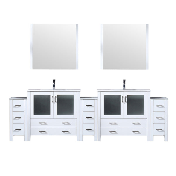 Lexora Collection Volez 108 inch Single Bath Vanity with Side Cabinets, and White Ceramic Top - Luxe Bathroom Vanities