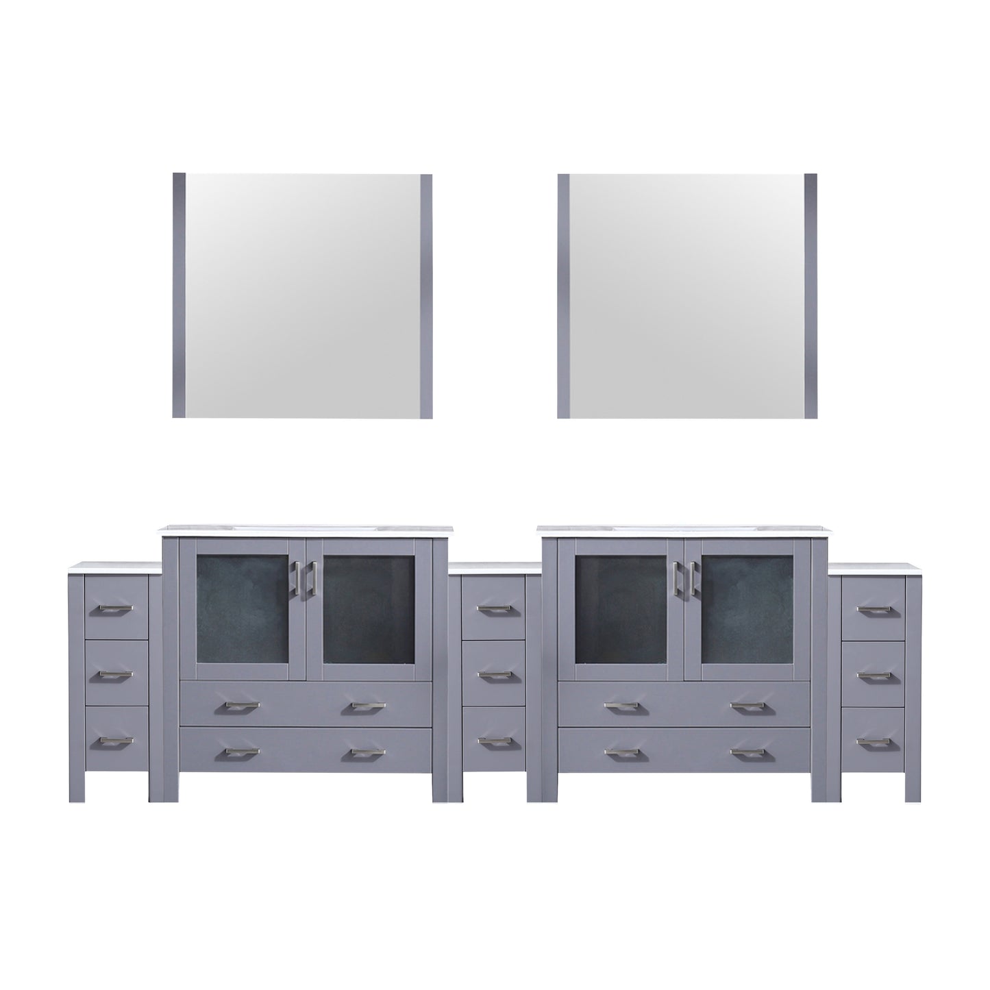 Lexora Collection Volez 108 inch Single Bath Vanity with Side Cabinets, and White Ceramic Top - Luxe Bathroom Vanities