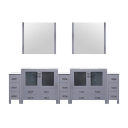 Lexora Collection Volez 108 inch Single Bath Vanity with Side Cabinets, and White Ceramic Top - Luxe Bathroom Vanities