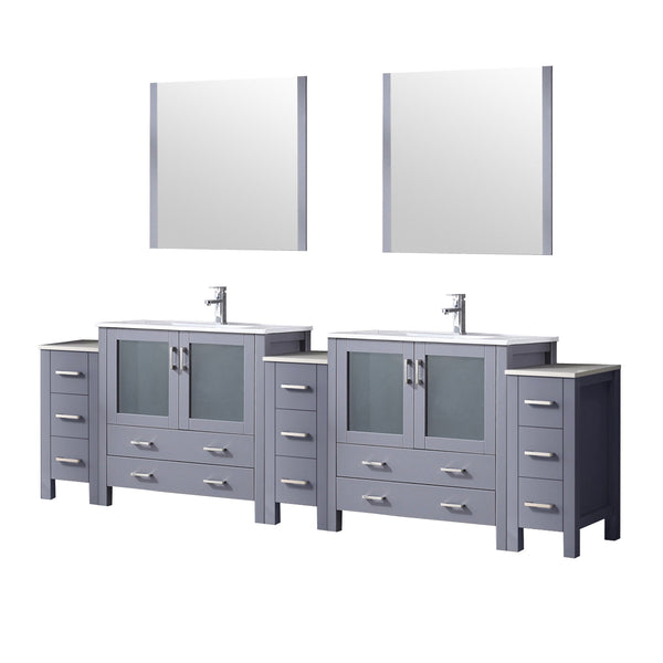 Lexora Collection Volez 108 inch Single Bath Vanity with Side Cabinets, and White Ceramic Top - Luxe Bathroom Vanities