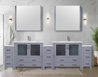 Lexora Collection Volez 108 inch Single Bath Vanity with Side Cabinets, and White Ceramic Top - Luxe Bathroom Vanities