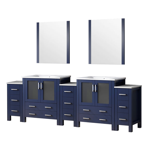 Lexora Collection Volez 108 inch Single Bath Vanity with Side Cabinets, and White Ceramic Top - Luxe Bathroom Vanities