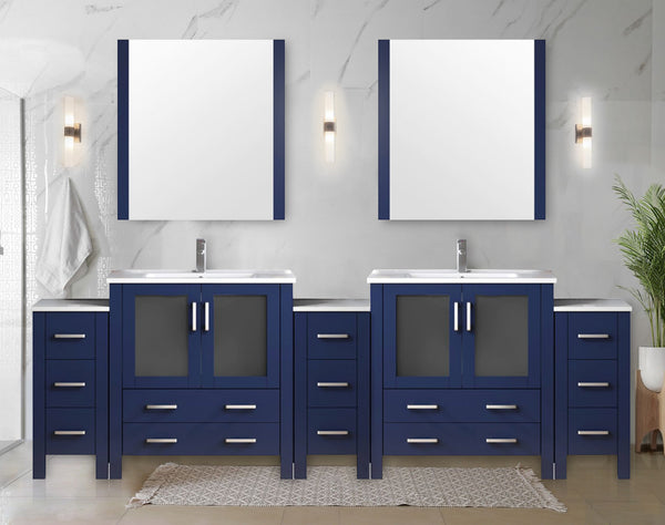 Lexora Collection Volez 108 inch Single Bath Vanity with Side Cabinets, and White Ceramic Top - Luxe Bathroom Vanities