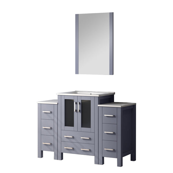 Lexora Collection Volez 48 inch Single Bath Vanity with Side Cabinets, and White Ceramic Top - Luxe Bathroom Vanities