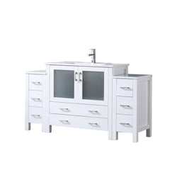 Lexora Collection Volez 60 inch Single Bath Vanity with Side Cabinets, and White Ceramic Top - Luxe Bathroom Vanities