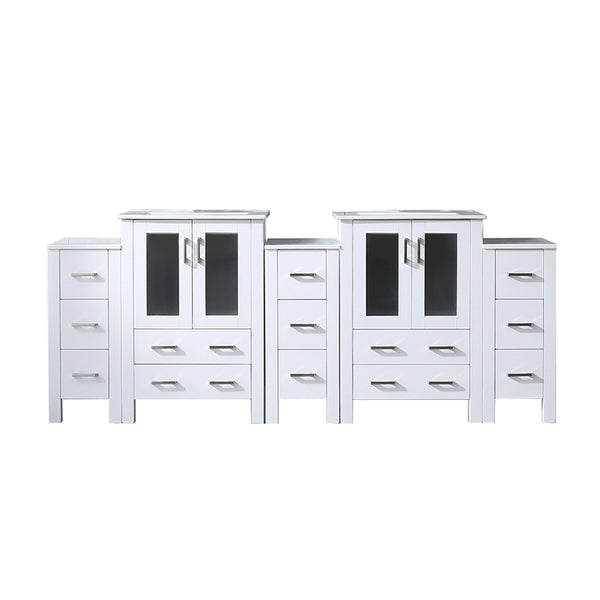 Lexora Collection Volez 84 inch Single Bath Vanity with Side Cabinets, and White Ceramic Top - Luxe Bathroom Vanities