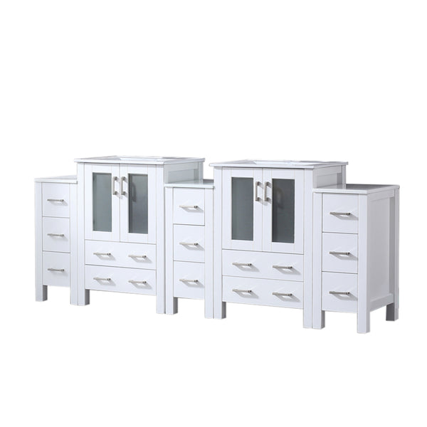 Lexora Collection Volez 84 inch Single Bath Vanity with Side Cabinets, and White Ceramic Top - Luxe Bathroom Vanities