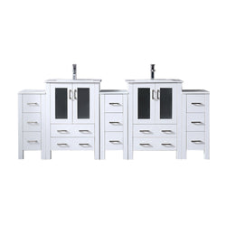 Lexora Collection Volez 84 inch Single Bath Vanity with Side Cabinets, and White Ceramic Top - Luxe Bathroom Vanities