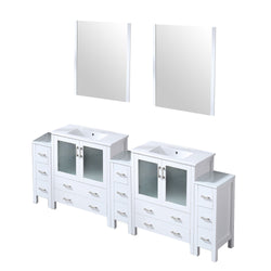 Lexora Collection Volez 96 inch Single Bath Vanity with Side Cabinets, and White Ceramic Top - Luxe Bathroom Vanities