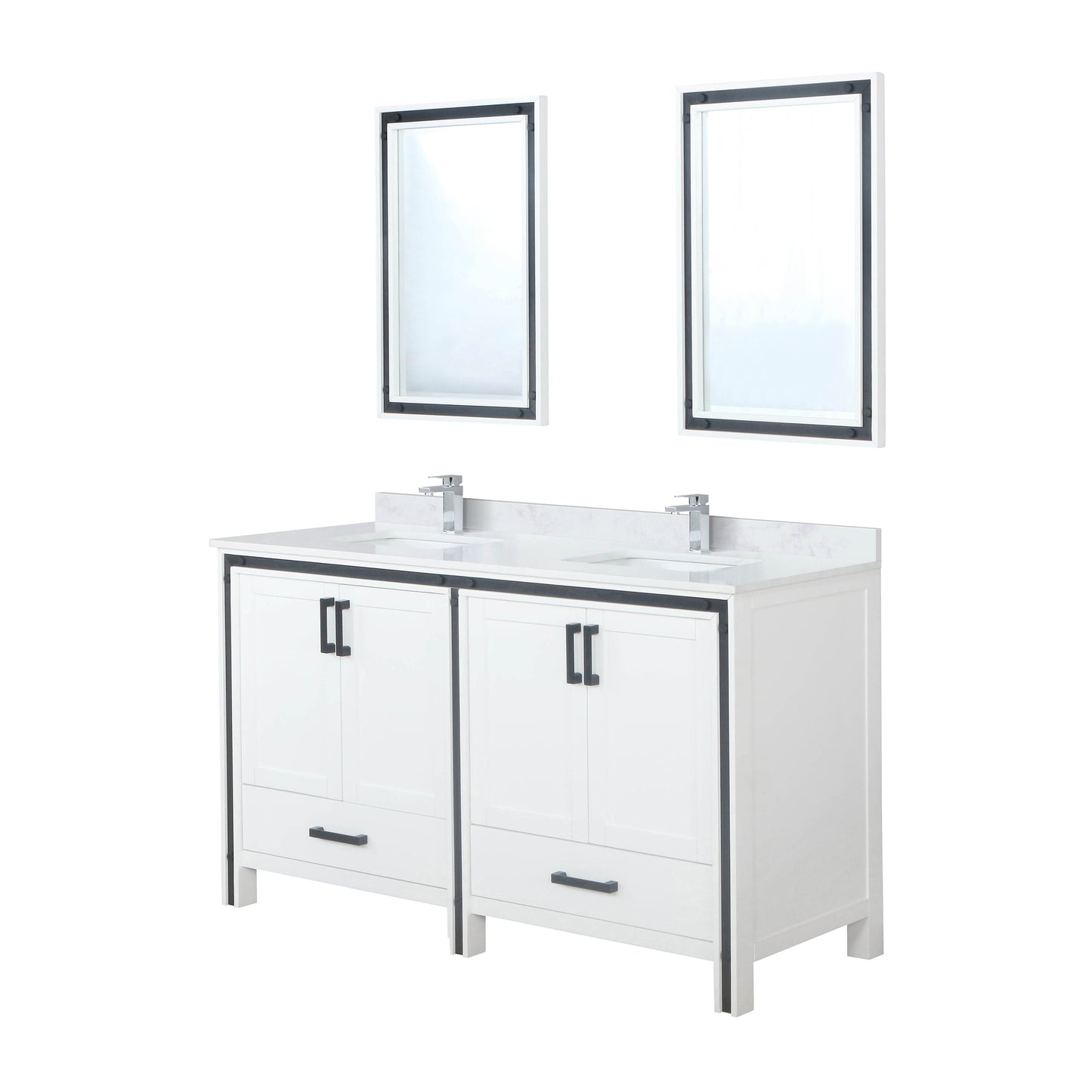 Lexora Collection Ziva 60 inch Double Bath Vanity and Cultured Marble Top - Luxe Bathroom Vanities