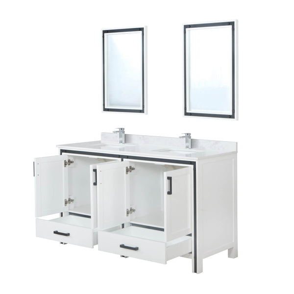 Lexora Collection Ziva 60 inch Double Bath Vanity and White Quartz Top - Luxe Bathroom Vanities