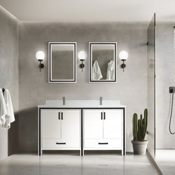 Lexora Collection Ziva 60 inch Double Bath Vanity and Cultured Marble Top - Luxe Bathroom Vanities