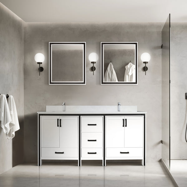 Lexora Collection Ziva 80 inch Double Bath Vanity and 30 inch mirror - Luxe Bathroom Vanities