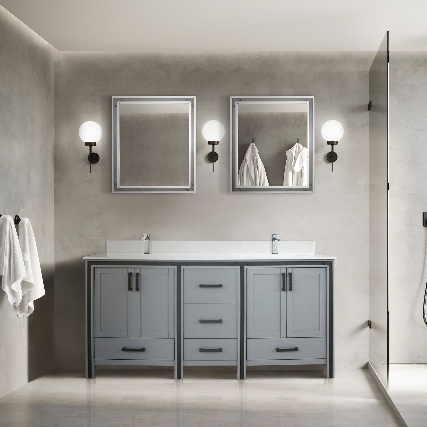 Lexora Collection Ziva 72 inch Double Bath Vanity and White Quartz Top - Luxe Bathroom Vanities