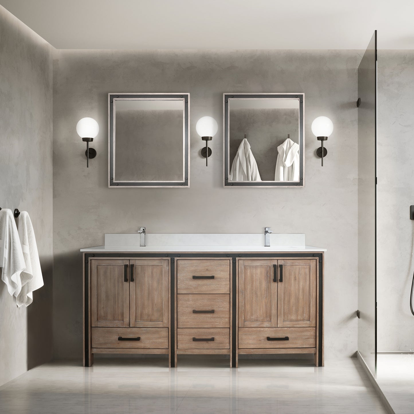 Lexora Collection Ziva 72 inch Double Bath Vanity and White Quartz Top - Luxe Bathroom Vanities
