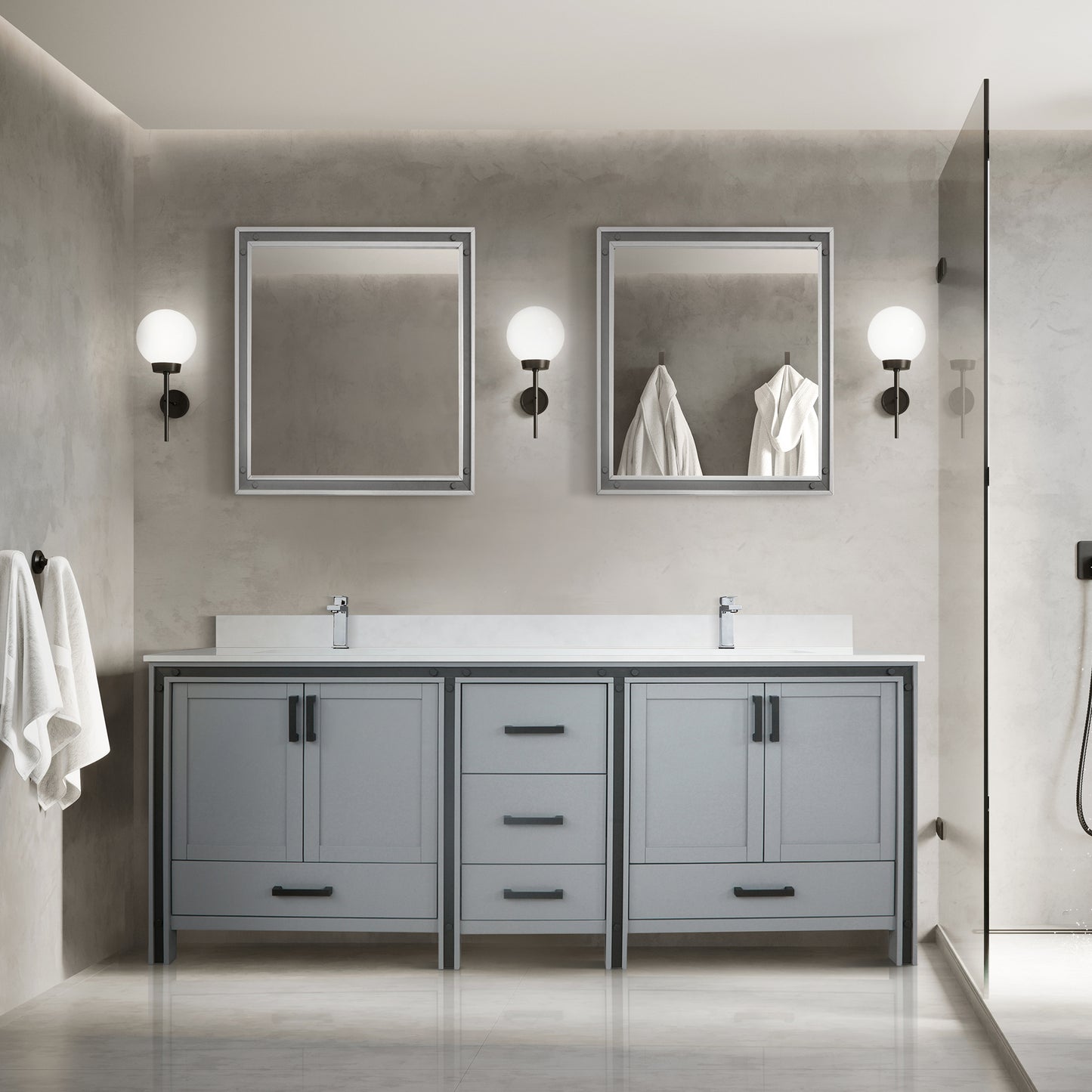 Lexora Collection Ziva 80 inch Double Bath Vanity - Luxe Bathroom Vanities