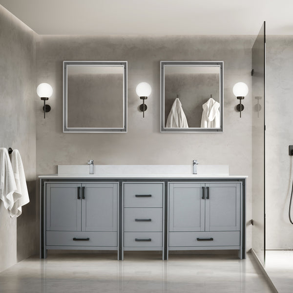 Lexora Collection Ziva 80 inch Double Bath Vanity and 30 inch mirror - Luxe Bathroom Vanities