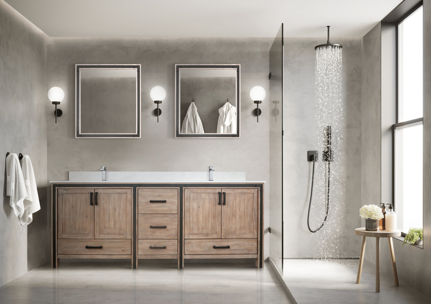 Lexora Collection Ziva 80 inch Double Bath Vanity and Cultured Marble Top - Luxe Bathroom Vanities
