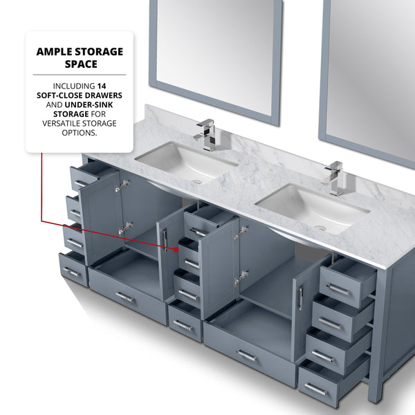 Lexora Collection Jacques 84 inch Double Bath Vanity, Top, and 34 inch Mirrors Set - Luxe Bathroom Vanities