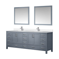 Lexora Collection Jacques 84 inch Double Bath Vanity, Top, Faucet Set, and 34 inch Mirrors - Luxe Bathroom Vanities