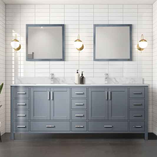 Lexora Collection Jacques 84 inch Double Bath Vanity and 34 inch Mirrors - Luxe Bathroom Vanities