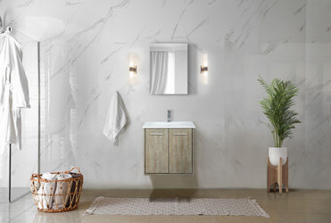 Lexora Collection Fairbanks 24 inch Rustic Acacia Bath Vanity, White Quartz Top and Faucet Set - Luxe Bathroom Vanities