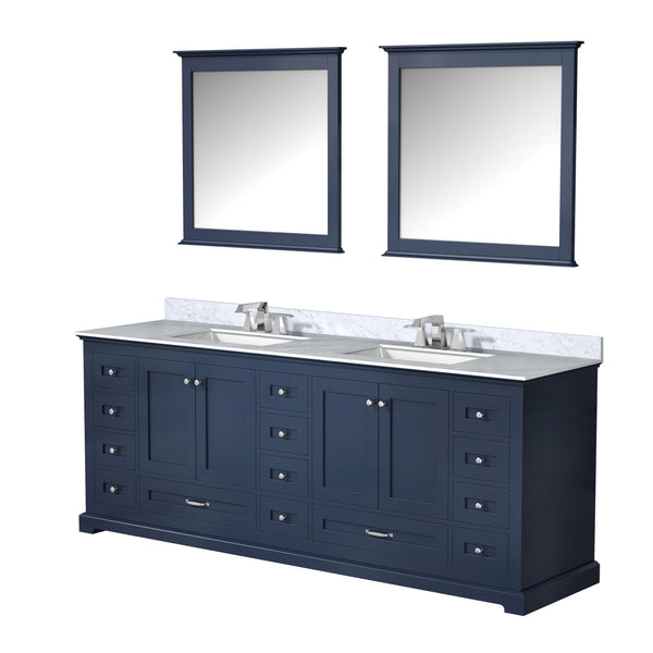 Lexora Collection Dukes 84 inch Double Bath Vanity, Top, Faucet Set, and 34 inch Mirrors - Luxe Bathroom Vanities