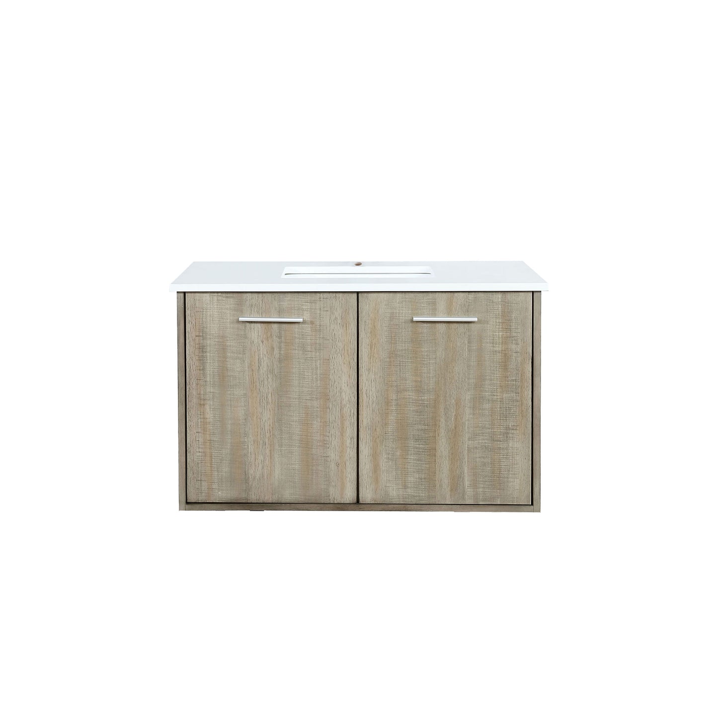 Lexora Collection Fairbanks 36 inch Rustic Acacia Bath Vanity and White Quartz Top - Luxe Bathroom Vanities