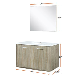 Lexora Collection Fairbanks 36 inch Rustic Acacia Bath Vanity, Cultured Marble Top and 28 inch Mirror - Luxe Bathroom Vanities