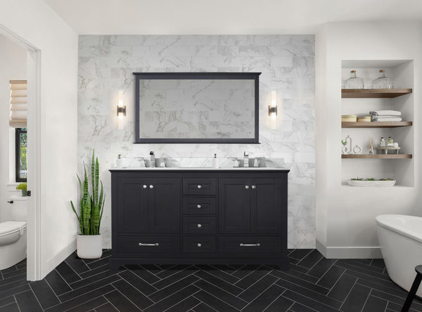 Lexora Collection Dukes 60 inch Double Bath Vanity and 58 inch Mirror - Luxe Bathroom Vanities
