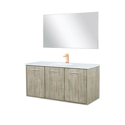 Lexora Collection Fairbanks 48 inch Rustic Acacia Bath Vanity, White Quartz Top, Faucet Set and 43 inch Mirror - Luxe Bathroom Vanities