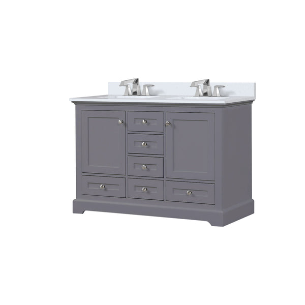Lexora Collection Dukes 48 inch Double Bath Vanity, Cultured Marble Top, and Faucet Set - Luxe Bathroom Vanities