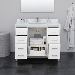 Wyndham Collection Amici 42 Inch Single Bathroom Vanity in White, No Countertop, No Sink - Luxe Bathroom Vanities