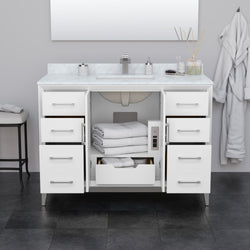 Wyndham Collection Amici 48 Inch Single Bathroom Vanity in White, No Countertop, No Sink - Luxe Bathroom Vanities