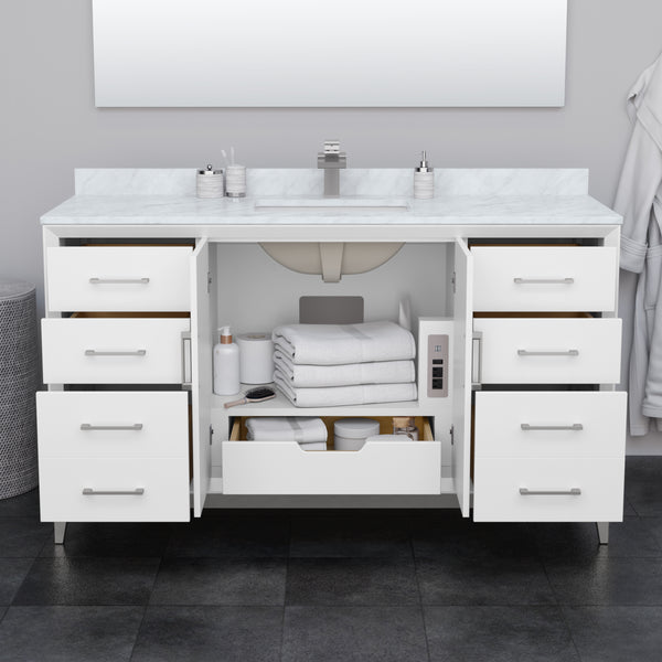 Wyndham Collection Amici 60 Inch Single Bathroom Vanity in White, No Countertop, No Sink - Luxe Bathroom Vanities