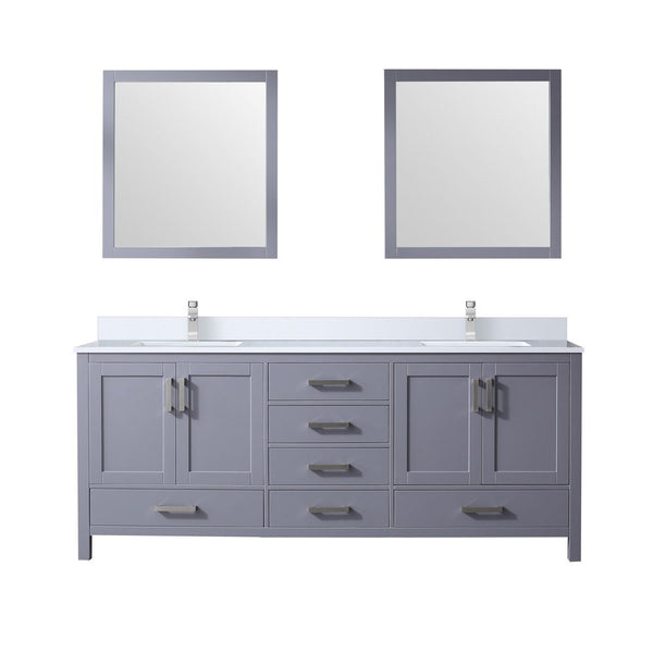 Lexora Collection Jacques 80 inch Double Bath Vanity, Top, Faucet Set, and 30 inch Mirrors - Luxe Bathroom Vanities