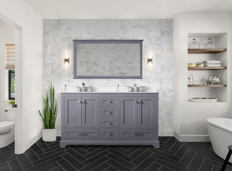 Lexora Collection Dukes 60 inch Double Bath Vanity and Marble Top - Luxe Bathroom Vanities