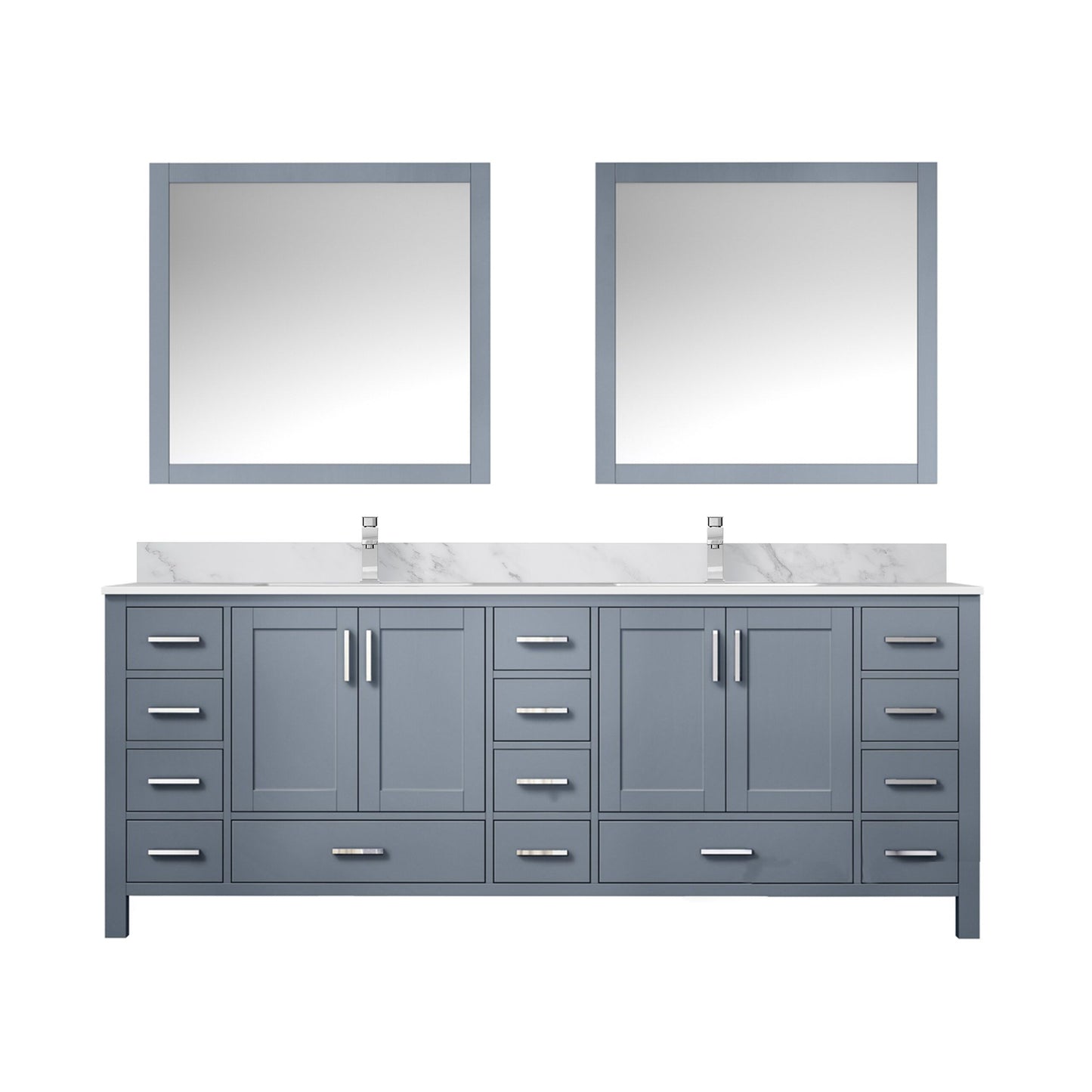 Lexora Collection Jacques 84 inch Double Bath Vanity, Top, Faucet Set, and 34 inch Mirrors - Luxe Bathroom Vanities